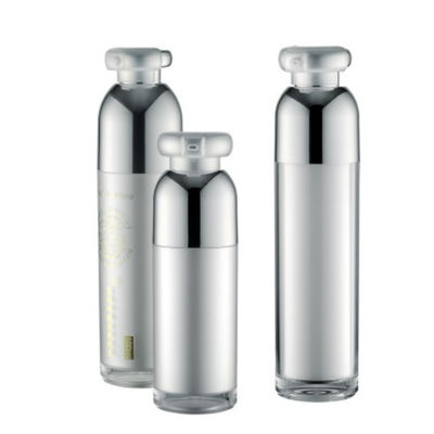 Pequeños envases de la bomba de la botella del ABS doble cosmético de lujo de la pared 15ml con el clip