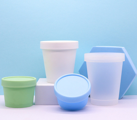 La mono taza cosmética material del helado del tarro 50ml 100ml 200ml 250ml de los PP forma el tarro del cuidado personal