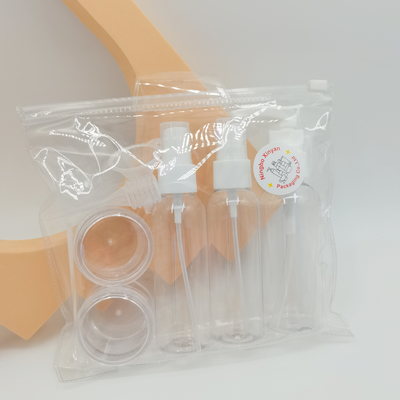Bolsa de lavado de PVC personalizada con embudo cuentagotas de cuchara de bomba para botella de espray de viaje con tarro de crema