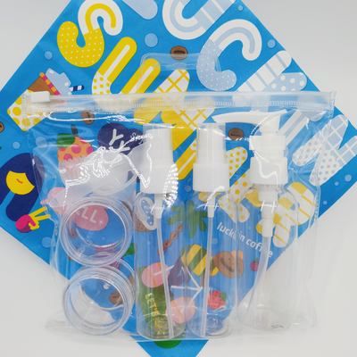 Bolsa de lavado de PVC personalizada con embudo cuentagotas de cuchara de bomba para botella de espray de viaje con tarro de crema