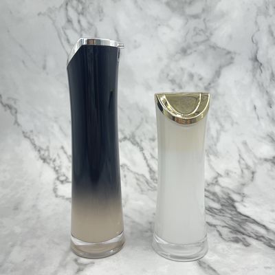 Botella privada de aire de empaquetado cosmética de acrílico de lujo 50ml 100ml con la boca de la forma de hoja