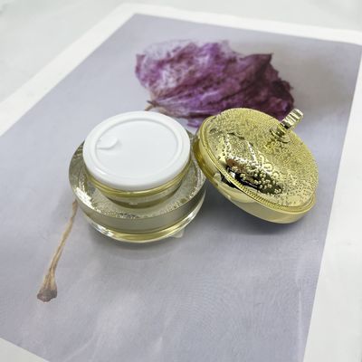 La ronda poner crema de lujo del tarro 5g 15g de los envases cosméticos de oro del plástico transparente metalizó