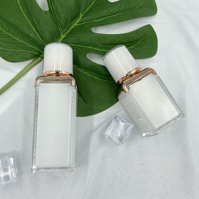 el maquillaje vacío privado de aire de 15ml 30ml embotella el casquillo cuadrado del ABS de la pared doble