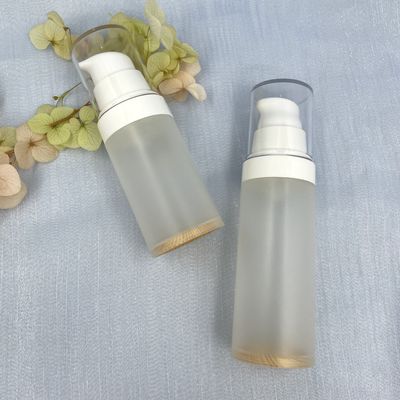 Pantalla de seda de los PP de la botella del modelo de madera privado de aire transparente de la bomba 30ml 50ml