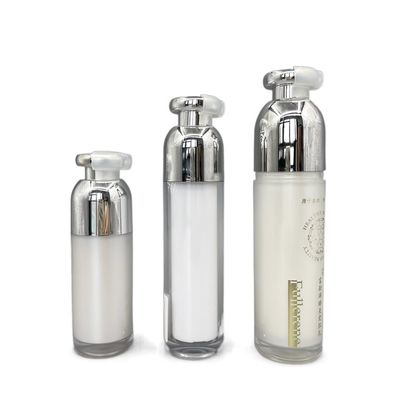 Pequeños envases de la bomba de la botella del ABS doble cosmético de lujo de la pared 15ml con el clip
