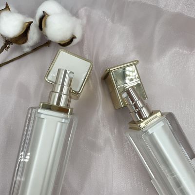 Prueba cosmética del escape del cuadrado 80ml 120ml de la botella de la bomba de la loción de Pearl White con el casquillo