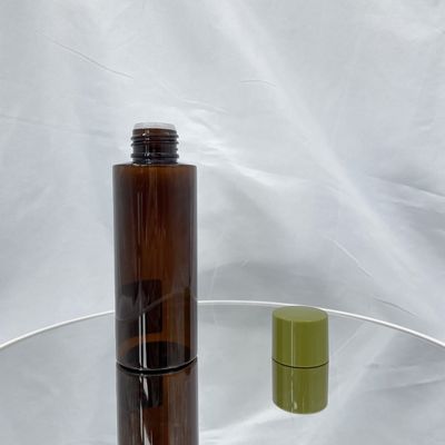 prueba ULTRAVIOLETA de empaquetado cosmética de la polimerización en cadena de la botella ambarina del ANIMAL DOMÉSTICO 100ml con la junta blanca