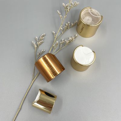El top de aluminio Flip Cap Top Dispensing Gold 24/410 del disco metalizó superficial