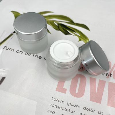 10g heló la tapa blanca del tarro de la crema del color claro de cristal cosmético del diámetro los 3.5cm