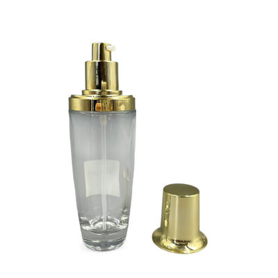 color modificado para requisitos particulares loción cosmética oval transparente del casquillo del oro de la botella 100ml