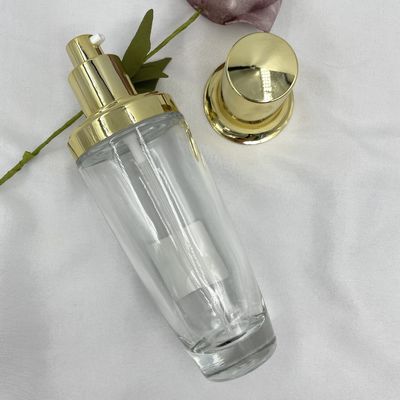 color modificado para requisitos particulares loción cosmética oval transparente del casquillo del oro de la botella 100ml