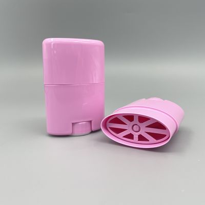 Rollo vacío de los envases rosados plásticos del desodorante 15g en la torsión oval de la forma para arriba