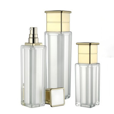 Prueba cosmética del escape del cuadrado 80ml 120ml de la botella de la bomba de la loción de Pearl White con el casquillo