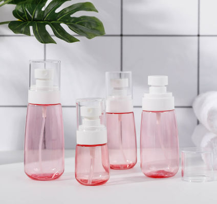 suave al tacto facial blanca del rociador fino del rosa transparente de la botella de la bomba de 100ml que embala Petg sola