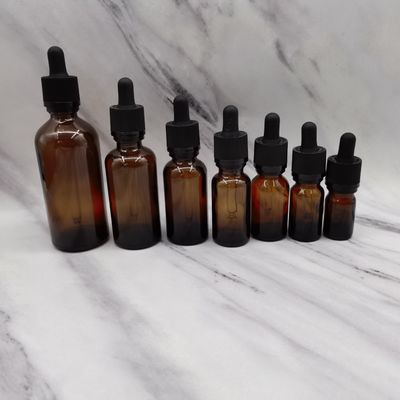 cierre del trinquete de 100ml Amber Glass Cosmetic Bottles Dropper proteger a niños