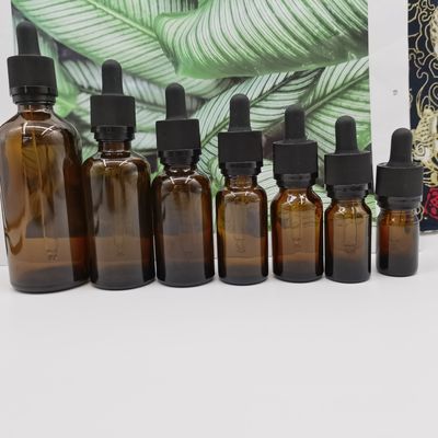 cierre del trinquete de 100ml Amber Glass Cosmetic Bottles Dropper proteger a niños