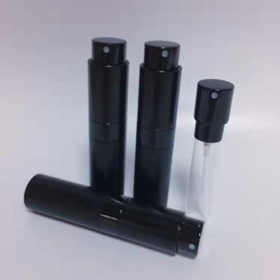 Botella recargable de calidad superior de aluminio del espray de perfume del color del negro de Mini Aluminum 8ML del viaje
