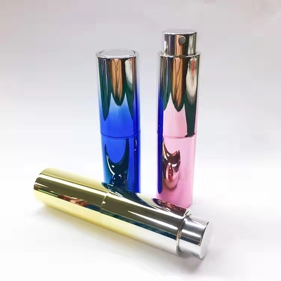 El color oro ULTRAVIOLETA de la pendiente 10ML modificó la botella reemplazable de la fragancia para requisitos particulares de la botella del espray de perfume del color