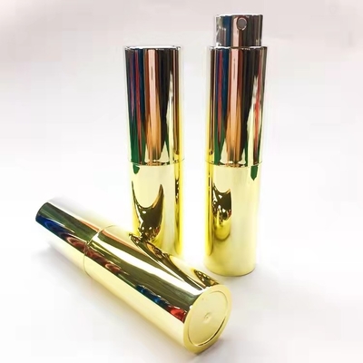 El color oro ULTRAVIOLETA de la pendiente 10ML modificó la botella reemplazable de la fragancia para requisitos particulares de la botella del espray de perfume del color